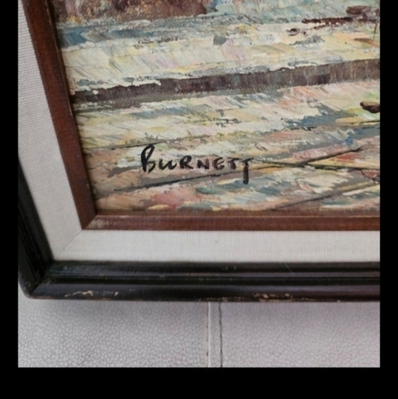 Oil painting on canvas of a Paris Street‎ scene, framed and signed, Burnett - Picture 10 of 10